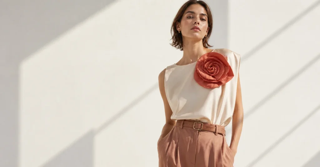Carrie Bradshaw outfits inspired oversized flower accessory for statement styling