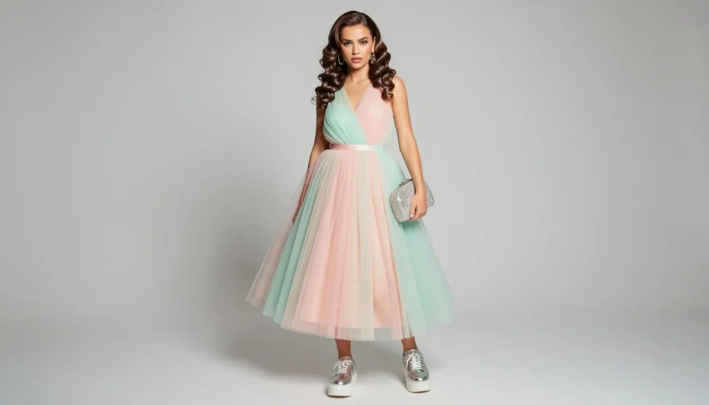 The Complete Guide to Sneaker Ball Outfit Ideas: Master Formal Comfort 3 Female sneaker ball outfit ideas with tulle dress and trendy platform sneakers.