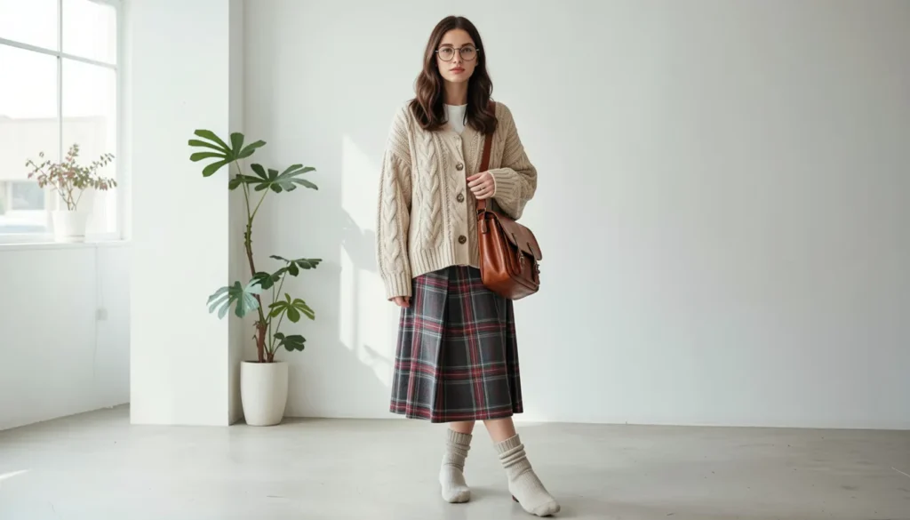 The Complete Guide to Nerd Outfit Ideas: Master Geek Chic 9 Female nerd outfit ideas with tweed blazer and vintage academic style.
