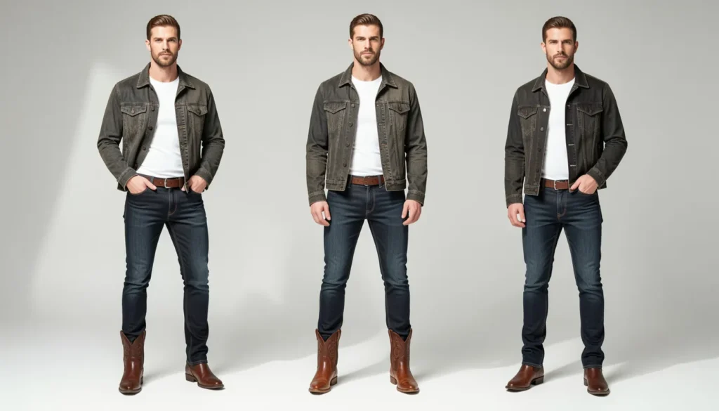 The Guide to Rodeo Outfit Ideas: Style, Comfort, and Tradition 7 Modern rodeo outfit ideas with slim-fit jeans and western streetwear style.