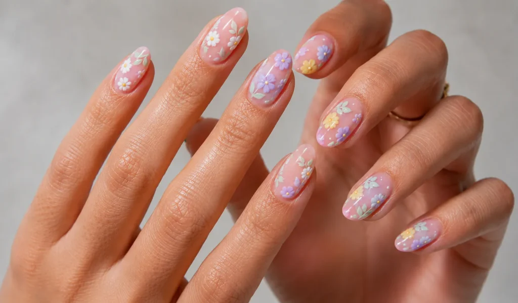 The Complete Guide to Colorful Nail Designs in 2026 7 Colorful nail designs with floral spring manicure and pastel nail art