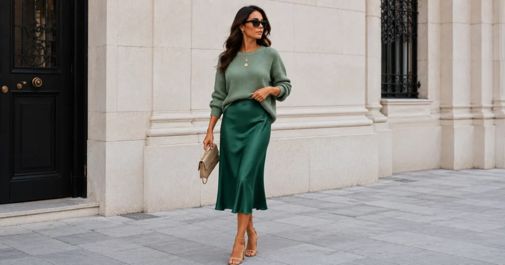The Complete Guide to Green Outfit Ideas: Style Tips for Every Shade 7 Green outfit ideas with monochrome green fashion and elegant layered textures