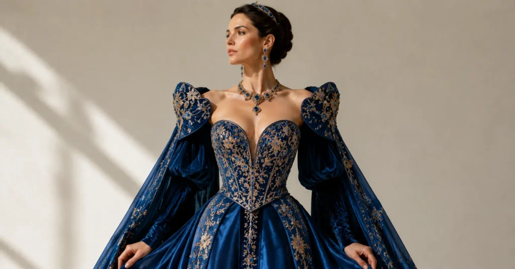 Jewel tone Met Gala 2026 outfits featuring luxurious couture and theatrical fashion elegance.