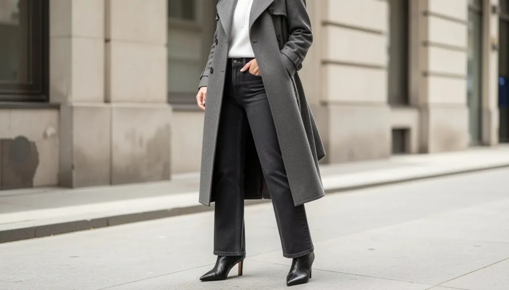 Bootcut jeans outfit ideas with cropped jacket and fitted top fashion inspiration.