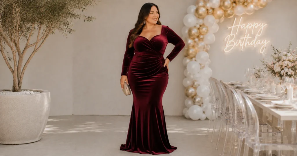 Stunning Curvy Plus Size Birthday Outfit Ideas for Your Day 9 Curvy plus size birthday outfit ideas with a luxurious velvet mermaid gown