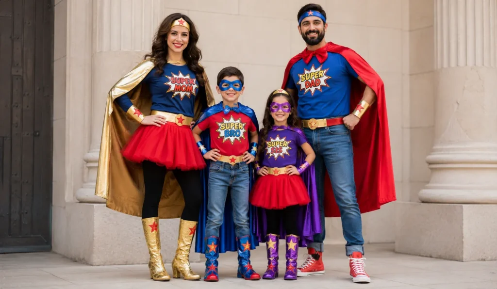 The Complete Guide to Purim Outfit Ideas for Every Celebration 8 Purim outfit ideas featuring colorful superhero-inspired costumes for celebrations.