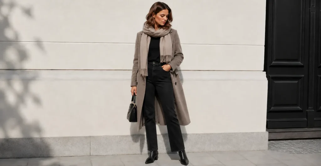 The Complete Guide to Black Jeans Outfit Ideas for Any Occasion 9 Black jeans outfit ideas for stylish fall and winter layered fashion looks.