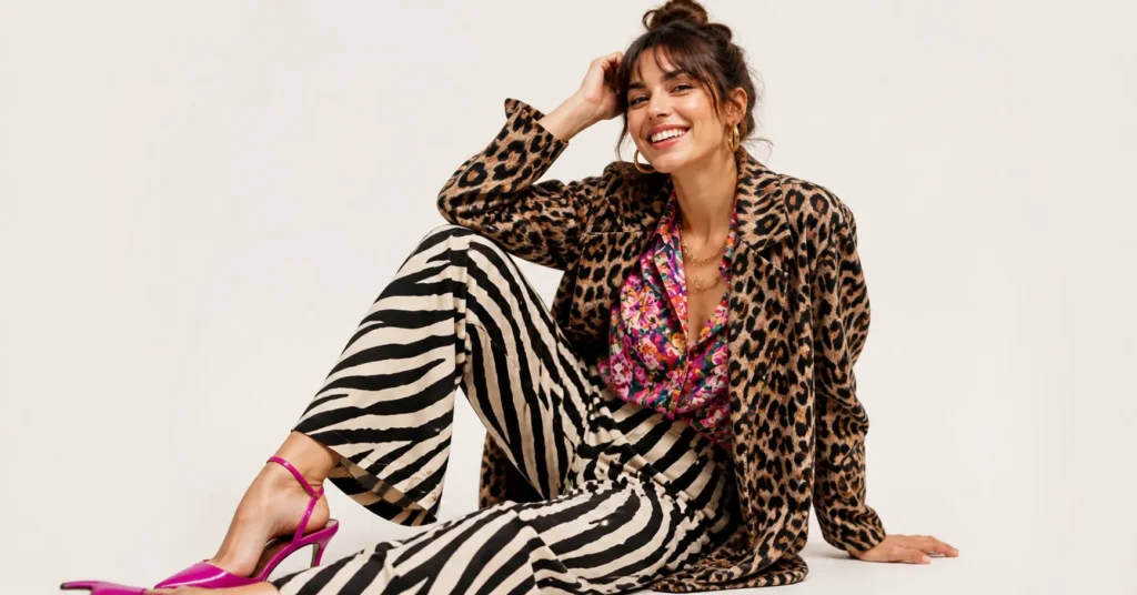 Carrie Bradshaw outfits inspired mix and match styling with bold prints and colors