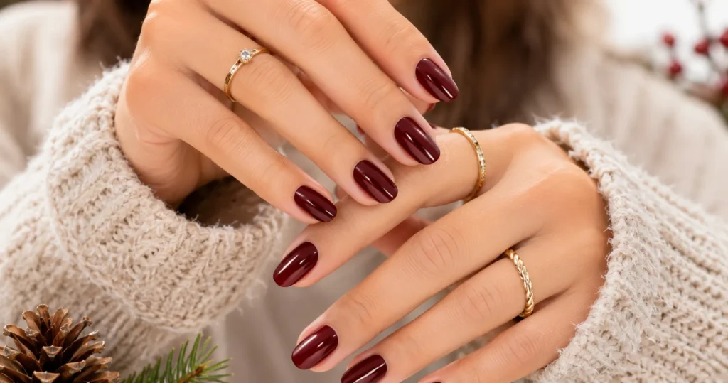 Burgundy red nail designs perfect for winter manicure trends.