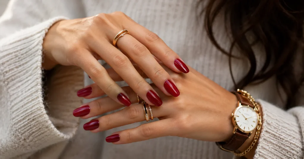 Fashion blog hero image featuring stunning red nail designs manicure inspiration.
