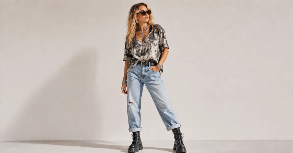 Kesha Concert Outfit Ideas with a distressed bleached graphic tee and edgy concert styling