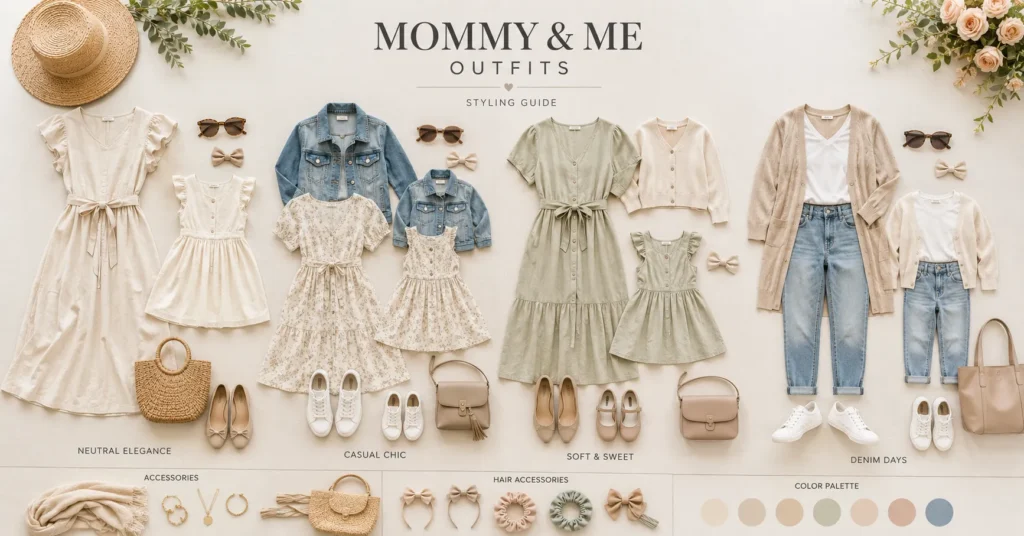 Mommy and Me Outfits: Brilliant Matching Ideas for Every Occasion 9 Mommy and Me Outfits coordination guide with matching wardrobe essentials and family fashion accessories.