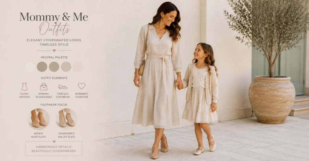 Mommy and Me Outfits: Brilliant Matching Ideas for Every Occasion 8 Mommy and Me Outfits with coordinated footwear for a polished and balanced family look.
