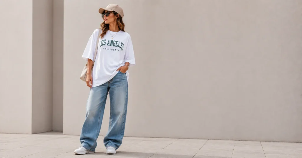 Best Oversized Outfit Ideas to Elevate Your Everyday Style 7 Oversized Outfit Ideas with oversized T shirt and baggy jeans fashion look