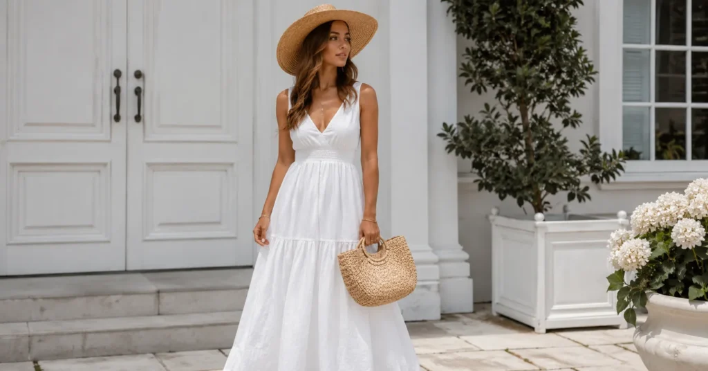 The Guide to Styling Chic Hamptons Outfits for Your Summer Escape 2 Chic Hamptons outfits featuring elegant coastal style and timeless summer fashion inspiration.