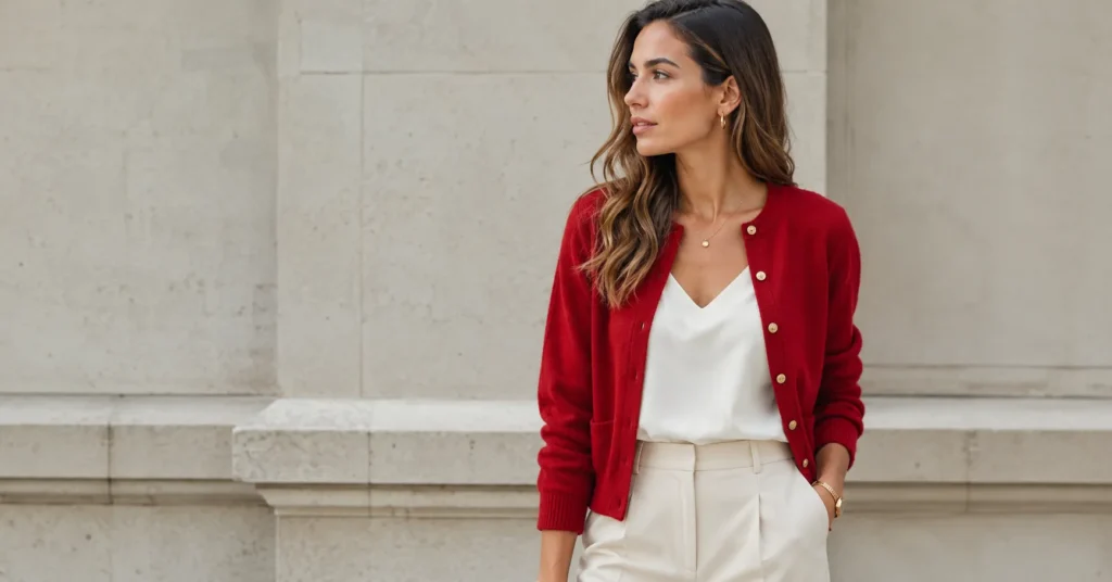 Red cardigan outfits featuring a stylish and versatile look with tailored pieces for everyday fashion.