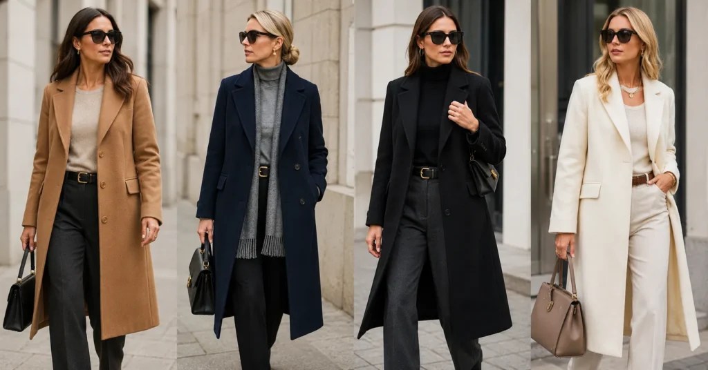 Car coat for women outfit ideas featuring elegant and versatile outerwear styling.