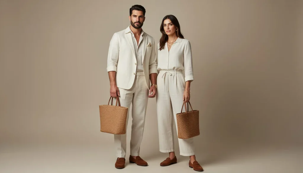 Old Money Summer Fashion: The Complete Guide to Timeless Warm-Weather Style 2 Old Money Summer Fashion with an ivory linen dress and elegant summer accessories.