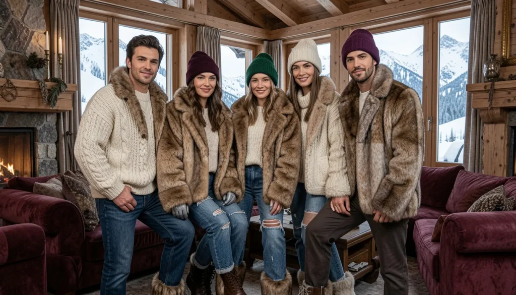 Après Ski Party Outfit Ideas: 30+ Cozy, Stylish Looks for the Lodge and Beyond 2 Après Ski Party Outfit Ideas featuring stylish winter fashion looks with cozy knits, faux fur jackets, and chic ski lodge outfits.