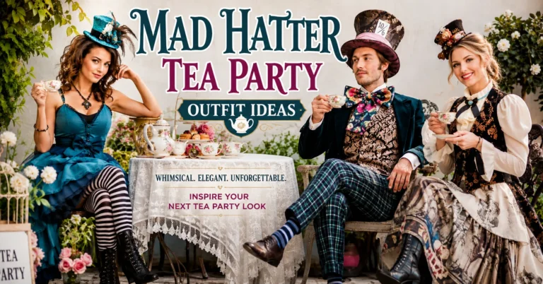Mad Hatter Tea Party Outfit Ideas featuring whimsical Wonderland-inspired costumes for women and men
