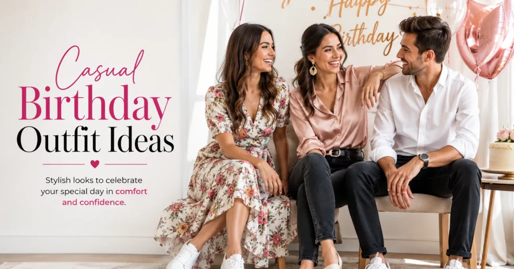Casual Birthday Outfit Ideas: 30 Effortless Looks You'll Love 2 Casual Birthday Outfit Ideas featuring stylish women and men wearing relaxed birthday celebration outfits.