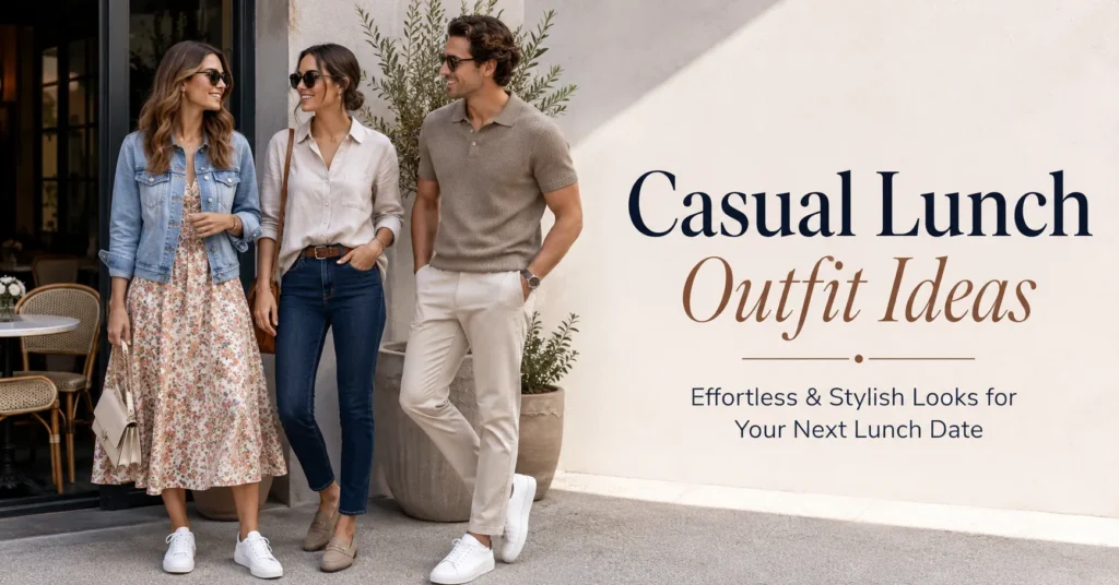 Casual Lunch Outfit Ideas: 30 Effortless Looks for Any Occasion 2 Casual lunch outfit ideas featuring stylish women and men in polished daytime outfits.