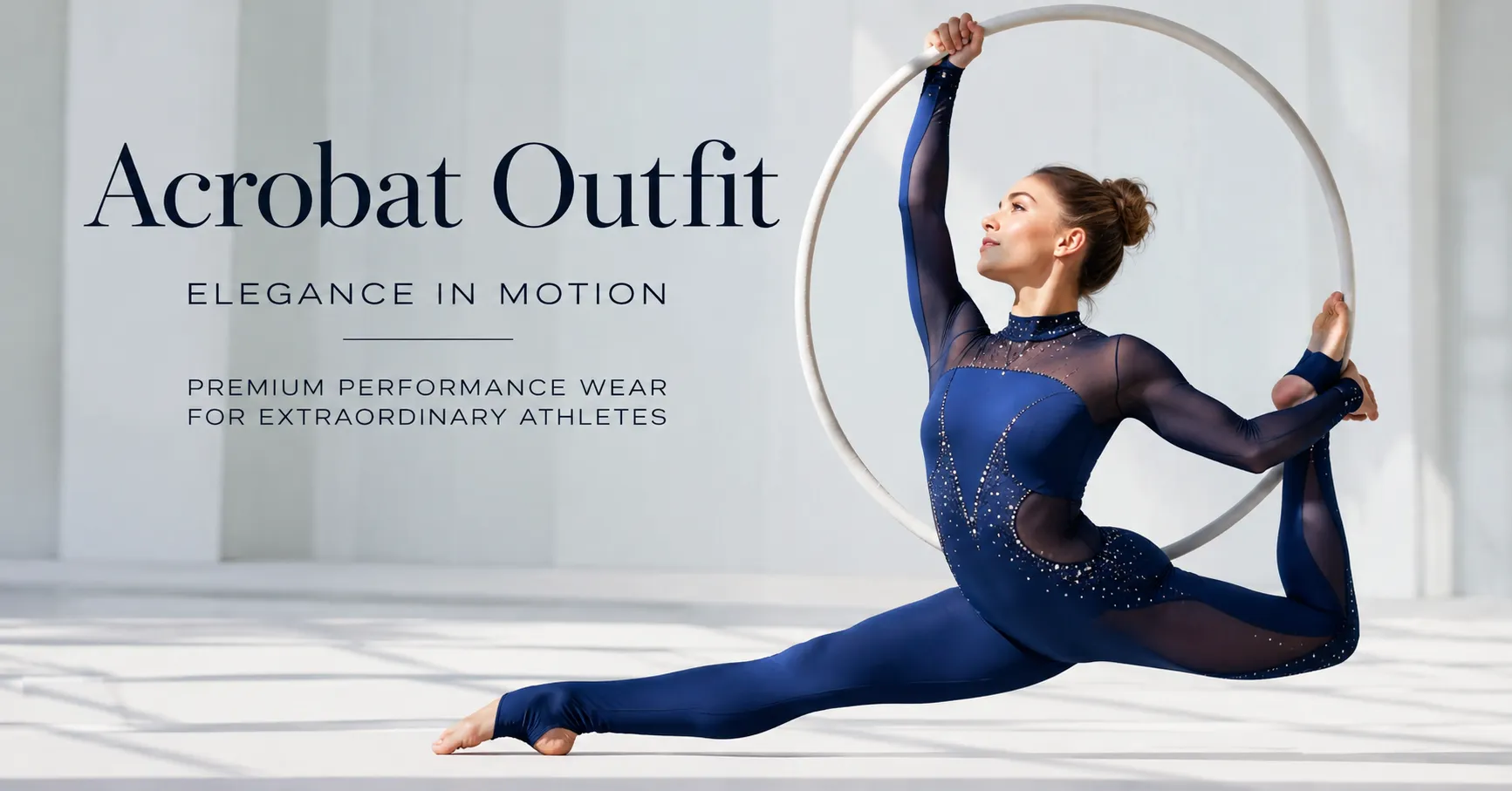 Acrobat outfit featuring a full-coverage performance unitard with elegant stage-ready details.