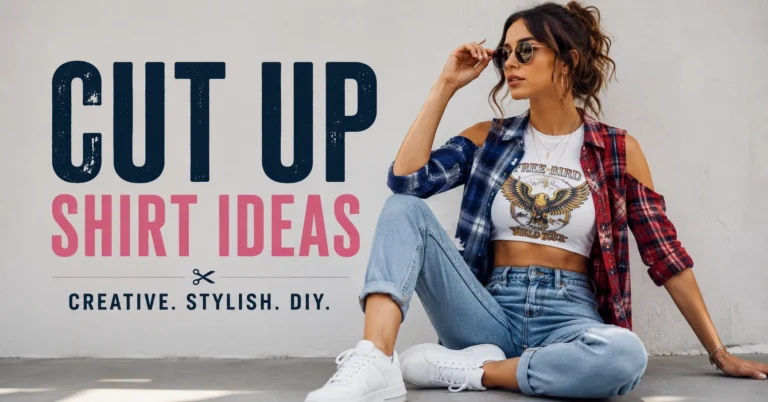 Cut up shirt ideas featuring a cropped graphic tee styled with high-waisted jeans and sneakers.