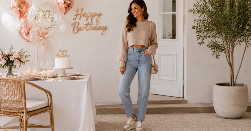 Casual Birthday Outfit Ideas: 30 Effortless Looks You'll Love 10 Casual Birthday Outfit Ideas with trendy jeans and knitwear styling.