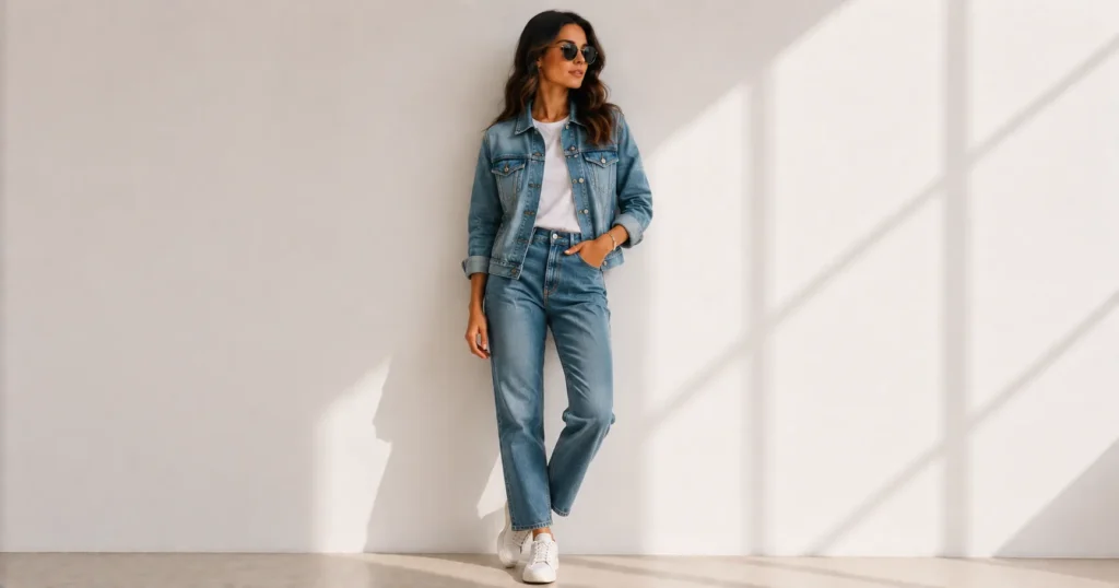 Jacket Outfit Ideas: The Complete Styling Guide for Every Season 3 Jacket Outfit Ideas with denim jacket and casual jeans