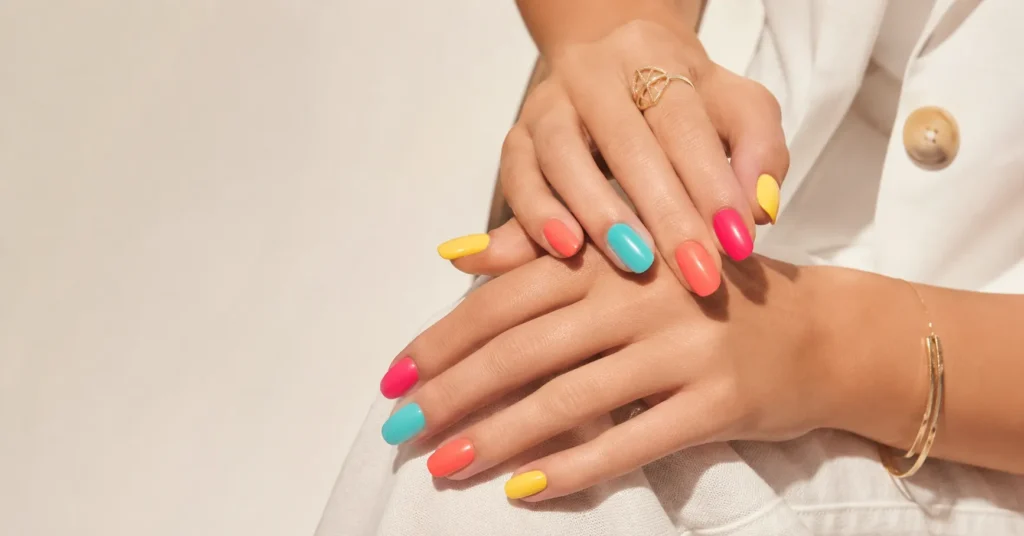 Nails for June: Fresh Summer Designs, Colors, and Ideas Worth Trying 4 Nails for June with bright summer nail colors and vibrant seasonal manicure inspiration.