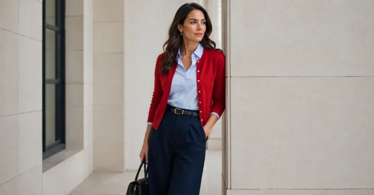 red cardigan outfits