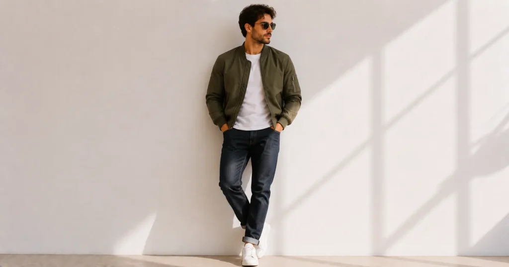 Jacket Outfit Ideas: The Complete Styling Guide for Every Season 5 Jacket Outfit Ideas with bomber jacket and sneakers