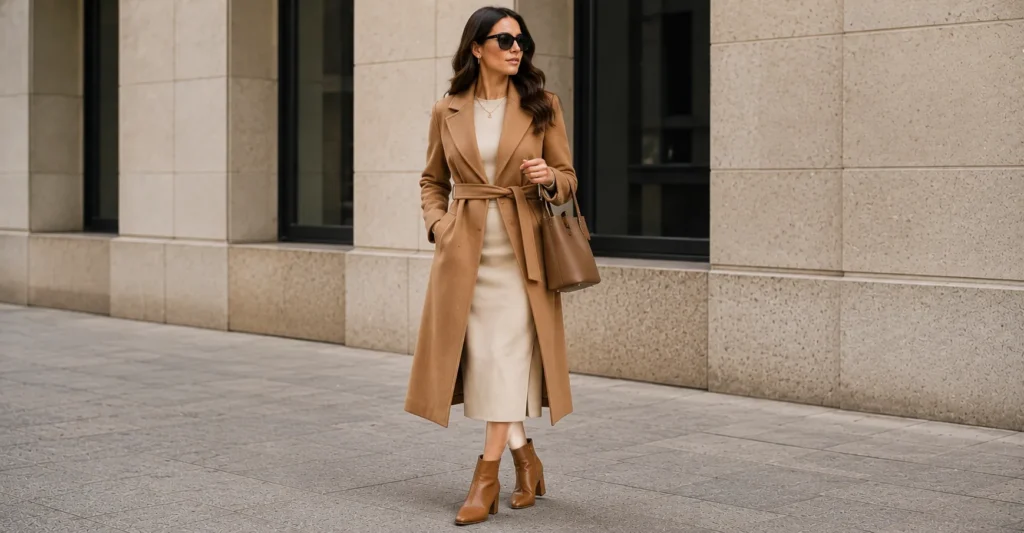 Car coat for women outfit ideas with a stylish belted coat outfit.