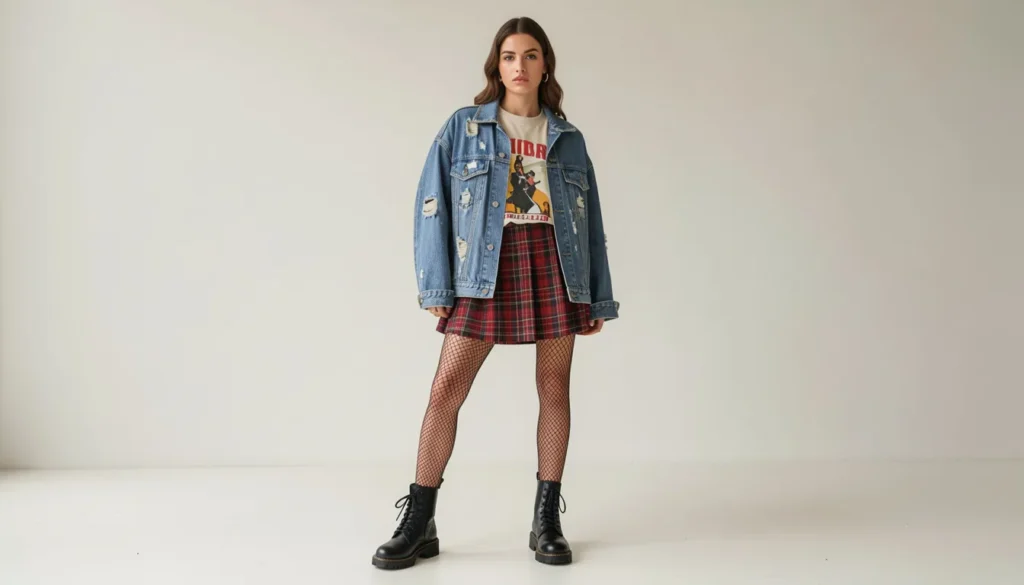 Fishnet outfits inspired by modern grunge and alternative fashion