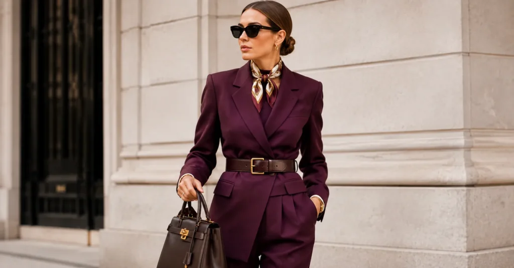 Devil Wears Prada outfit featuring modern executive tailored suit styling