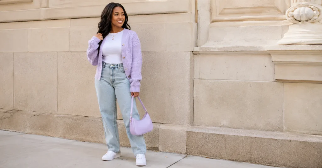 Girly Outfits Black Women Will Love: A Complete Feminine Style Guide 9 Girly outfits black women can wear for date night with satin skirt, cream top, and gold jewelry.