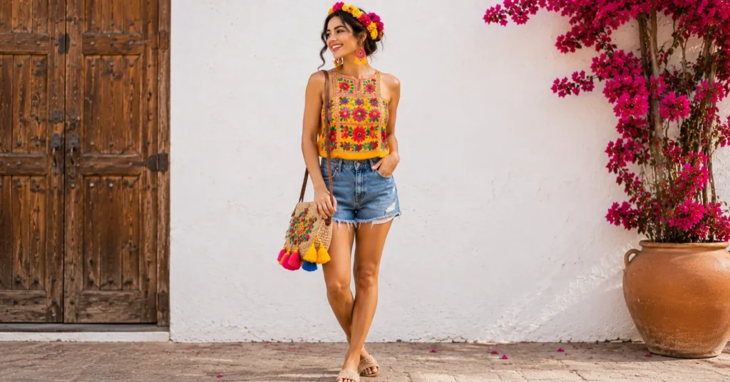 Fiesta party outfit ideas for a casual margarita party look.
