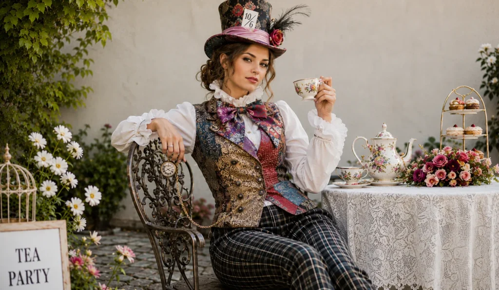 Mad Hatter Tea Party Outfit Ideas: 30+ Whimsical Looks to Try 6 Mad Hatter Tea Party Outfit Ideas featuring quirky trousers and a colorful waistcoat