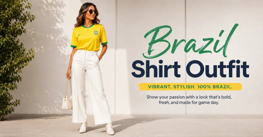 Brazil Shirt Outfit: The Complete Guide to a Bold Game Day Look 7 Brazil shirt outfit with white tailored trousers creating a polished and fashionable game day look.