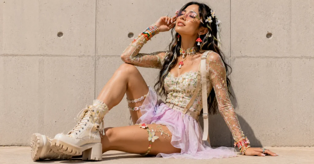 Beyond Wonderland Outfit Ideas: The Complete Festival Style Guide 7 Beyond Wonderland outfit ideas with a cottagecore rave festival outfit.