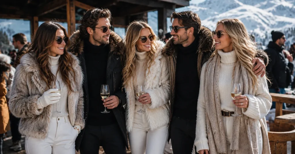 Après Ski Party Outfit Ideas: 30+ Cozy, Stylish Looks for the Lodge and Beyond 7 Après ski party outfit ideas showcasing stylish winter fashion looks for friends at a ski lodge gathering.