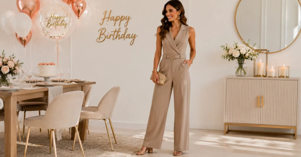 Casual Birthday Outfit Ideas: 30 Effortless Looks You'll Love 7 Casual Birthday Outfit Ideas featuring a stylish jumpsuit outfit.