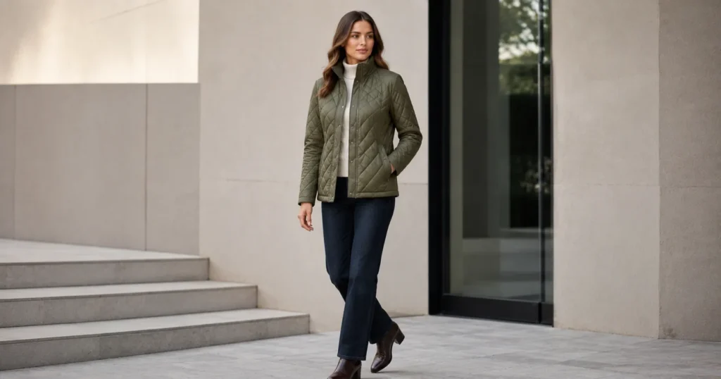 Funnel Neck Jacket: The Complete Style & Buying Guide 4 Quilted funnel neck jacket showcasing the structured collar and premium outerwear design.