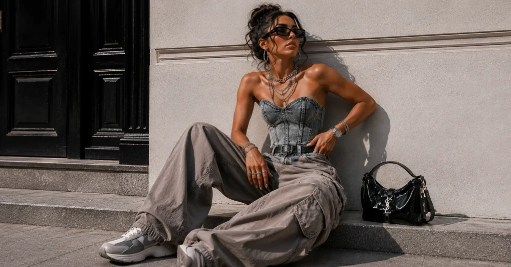The Complete Guide to Styling a Bold Doechii Outfit for Women 9 Doechii outfit for women combining corset styling with cargo pants fashion