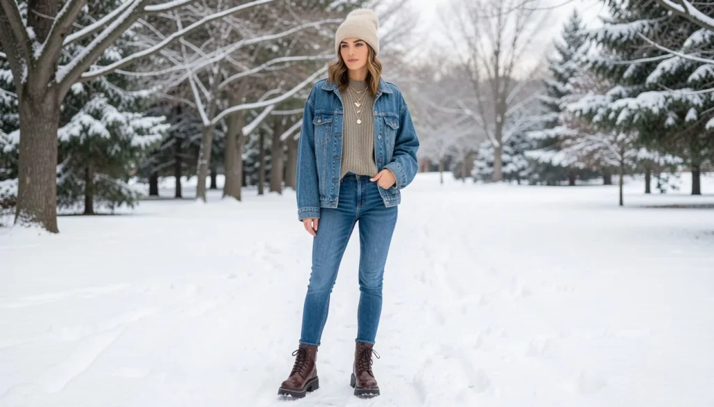 Benson Boone Concert Outfit Ideas: Looks to Match Every Vibe and Venue 8 Benson Boone concert outfit ideas with an oversized knit sweater, jeans, chunky boots, and beanie.