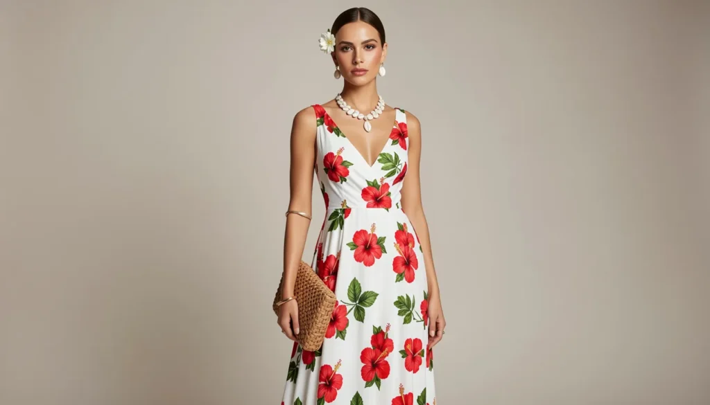 Hawaiian Party Outfit Ideas: 30+ Tropical Looks for Any Luau 9 Hawaiian party outfit ideas featuring a formal aloha party maxi dress.