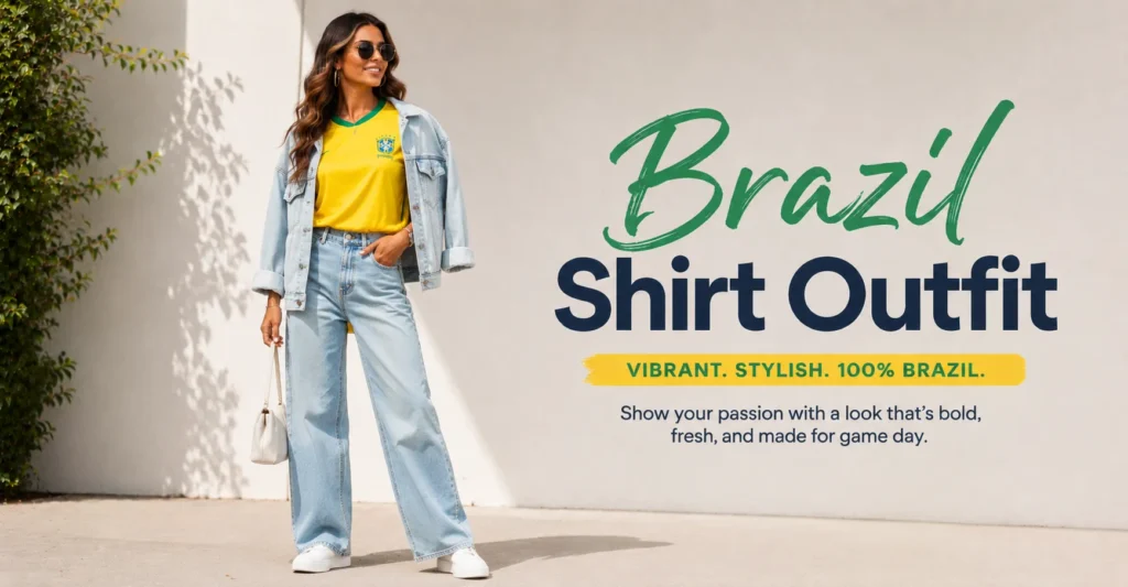 Brazil Shirt Outfit: The Complete Guide to a Bold Game Day Look 4 Brazil shirt outfit layered with a denim jacket and jeans for a stylish casual look.