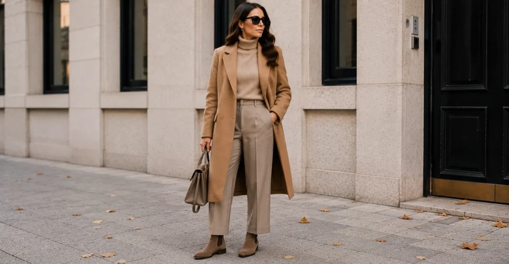 Car coat for women outfit ideas with an autumn-inspired wool coat outfit.