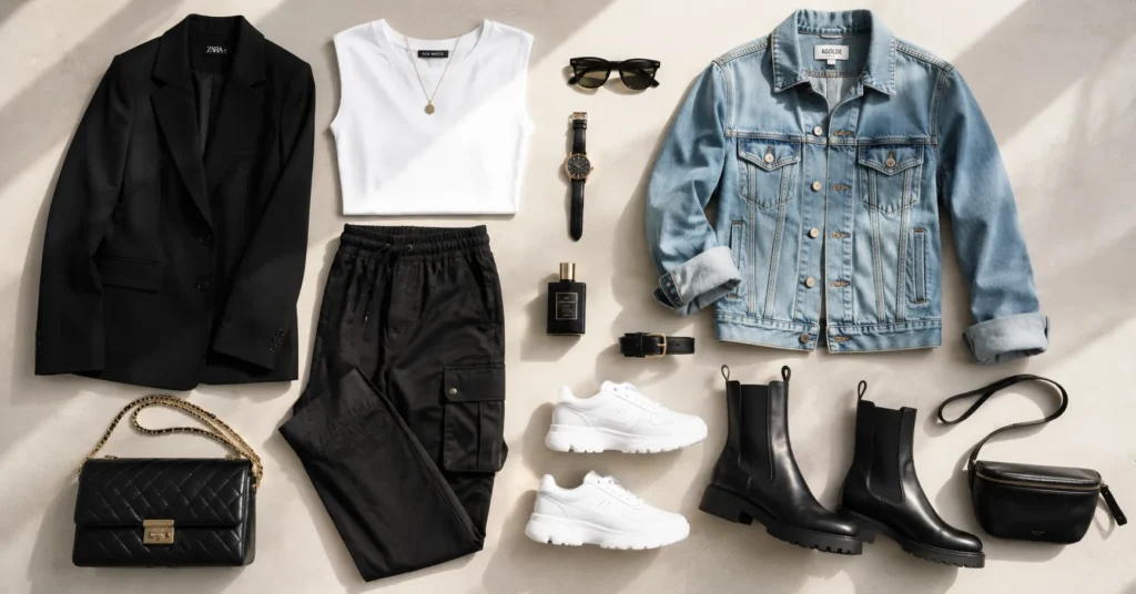 Black Cargo Pants Outfit Ideas: 30+ Stylish Looks for Every Occasion 3 Black cargo pants outfit ideas capsule wardrobe featuring versatile fashion essentials and accessories.